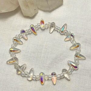 Handmade Iridescent Beaded Stretch Bracelet